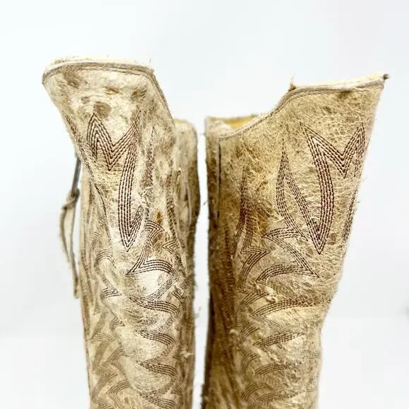 Old Gringo Suede Distressed Western Cowboy Boots Tan Size 7.5 B - Picture 9 of 15